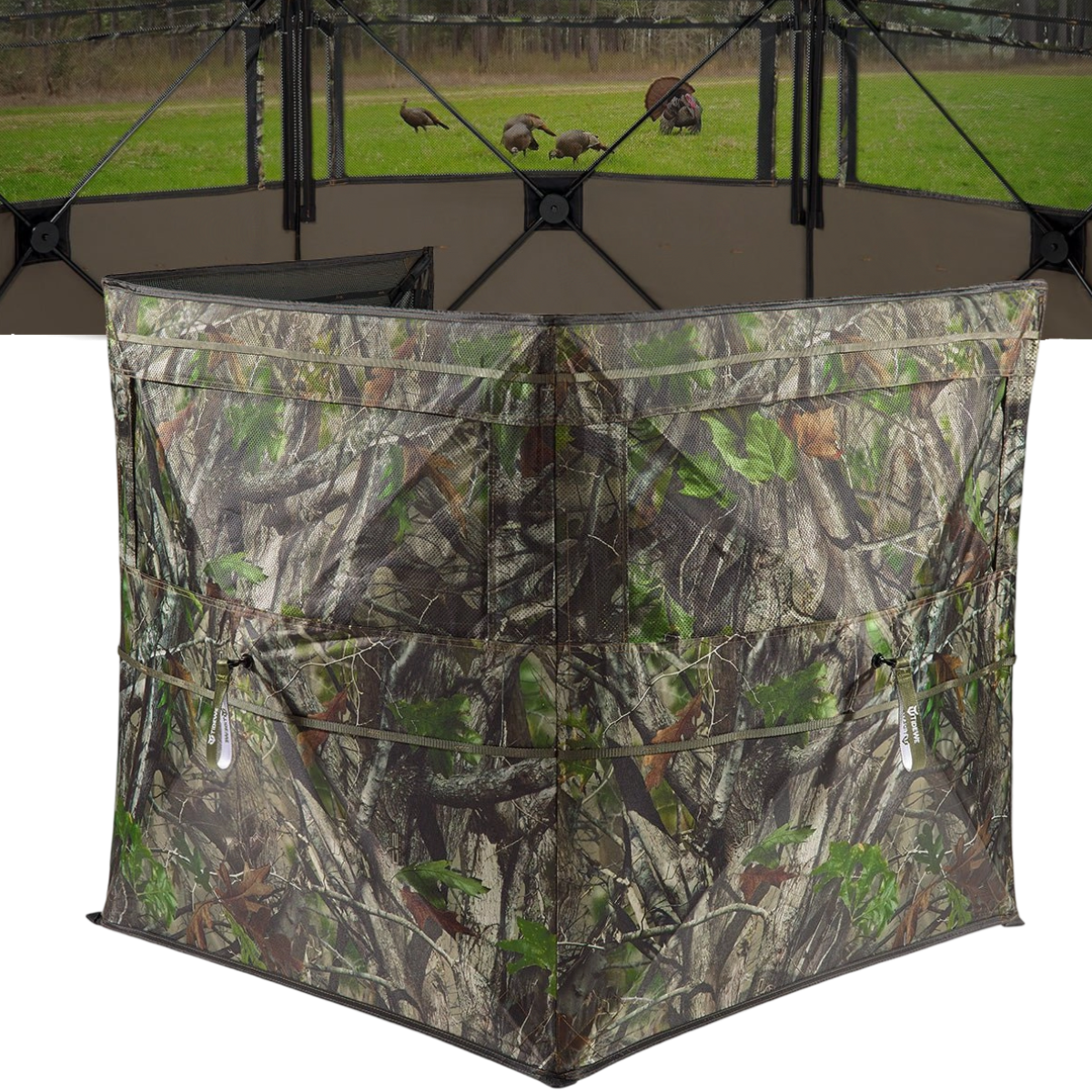 StrutCover Low Profile Turkey Blind See Through | Portable Ground Blind for Turkey Hunting | 2 Man Pop Up Turkey Blinds